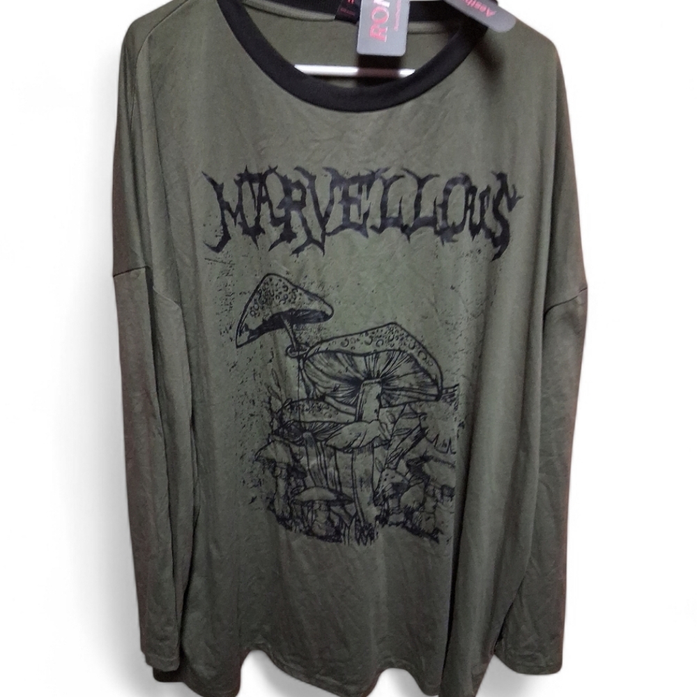 Mens Marvelous Mushrooms Green And Black Graphic Tshirt Size 4x